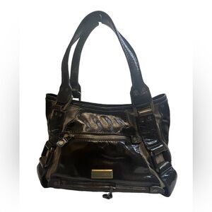 JIMMY CHOO Mahala Handbag in green Patent Leather and suede Pre-Owned Condition